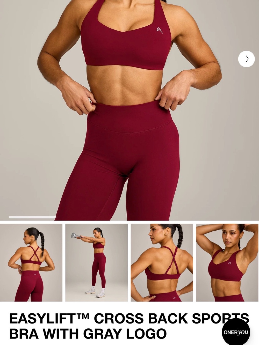 Oner Active RubyRed Sports Bra - Soft Motion - New Without Tags - Small
